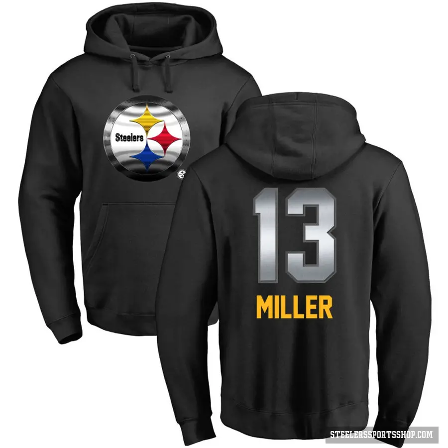 Men's ＃13 Scotty Miller Pittsburgh Steelers Black Midnight Mascot Pullover Hoodie