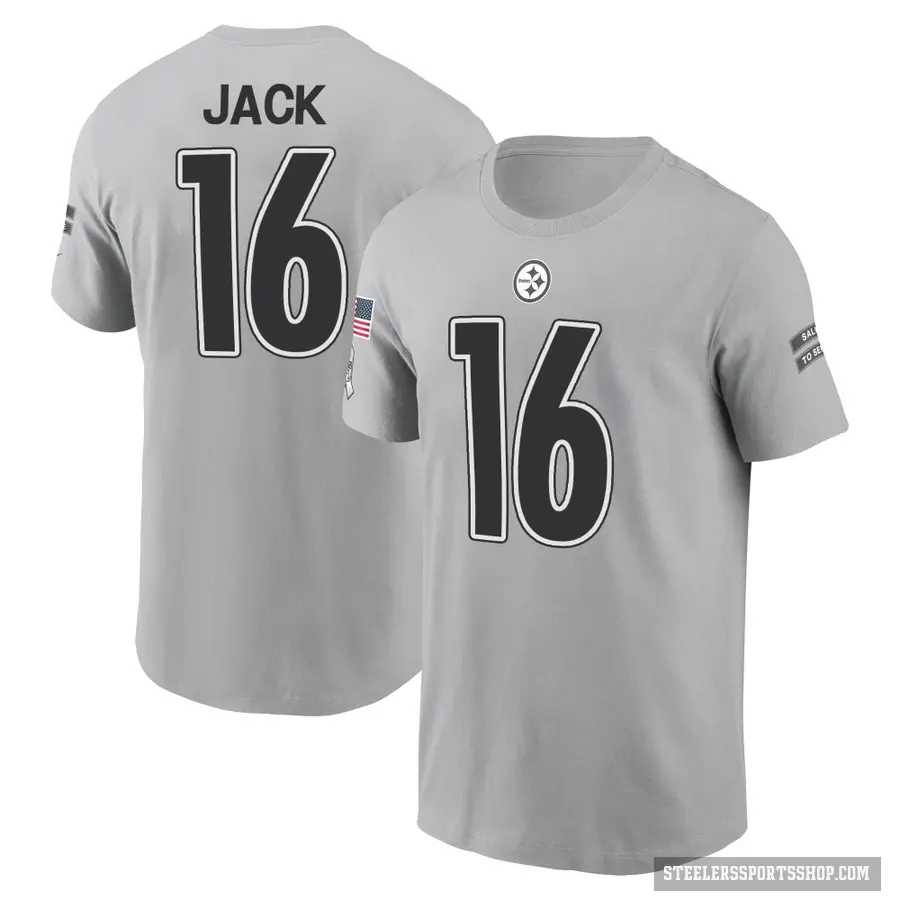 Men's ＃16 Myles Jack Pittsburgh Steelers Gray 2024 Salute to Service T-Shirt