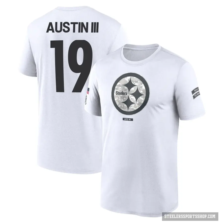 Men's ＃19 Calvin Austin III Pittsburgh Steelers White 2024 Salute to Service Performance T-Shirt