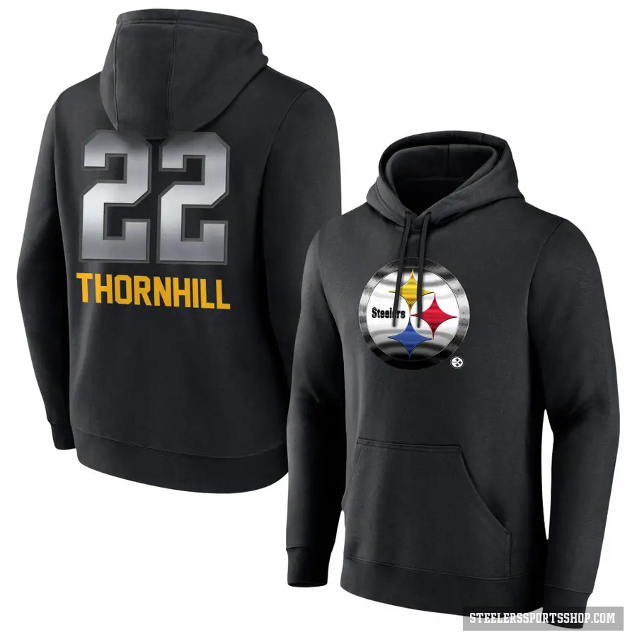 Men's ＃22 Juan Thornhill Pittsburgh Steelers Black Midnight Mascot Pullover Hoodie