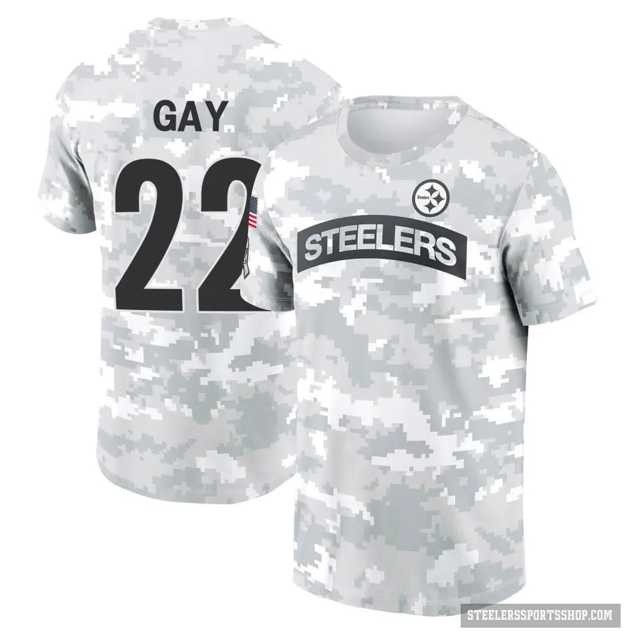 Men's ＃22 William Gay Pittsburgh Steelers Camo Arctic 2024 Salute to Service Performance T-Shirt