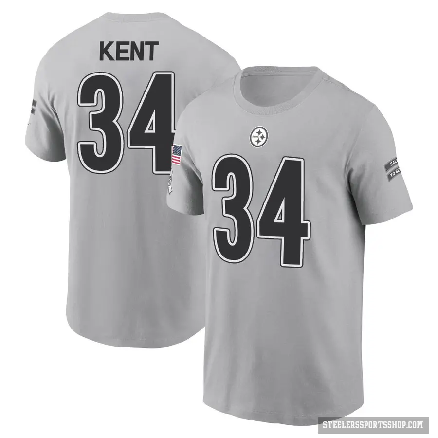 Men's ＃34 Donte Kent Pittsburgh Steelers Gray 2024 Salute to Service T-Shirt