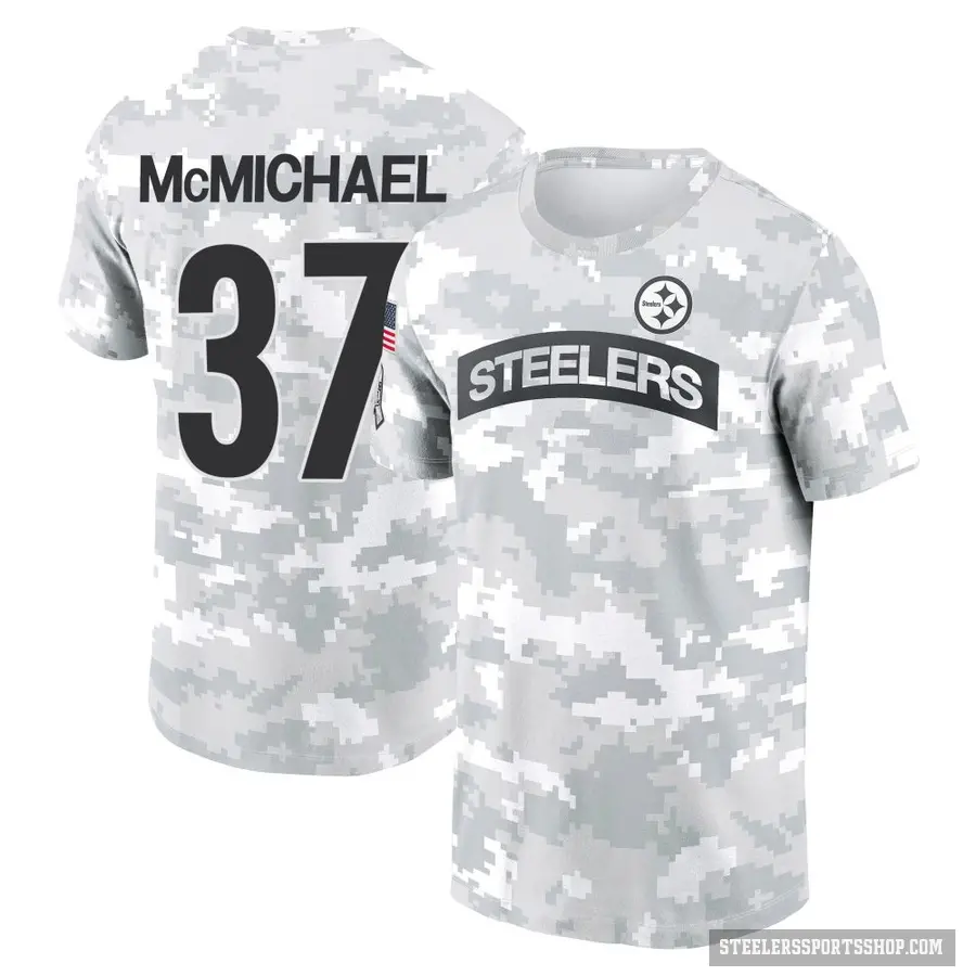 Men's ＃37 Kyler McMichael Pittsburgh Steelers Camo Arctic 2024 Salute to Service Performance T-Shirt
