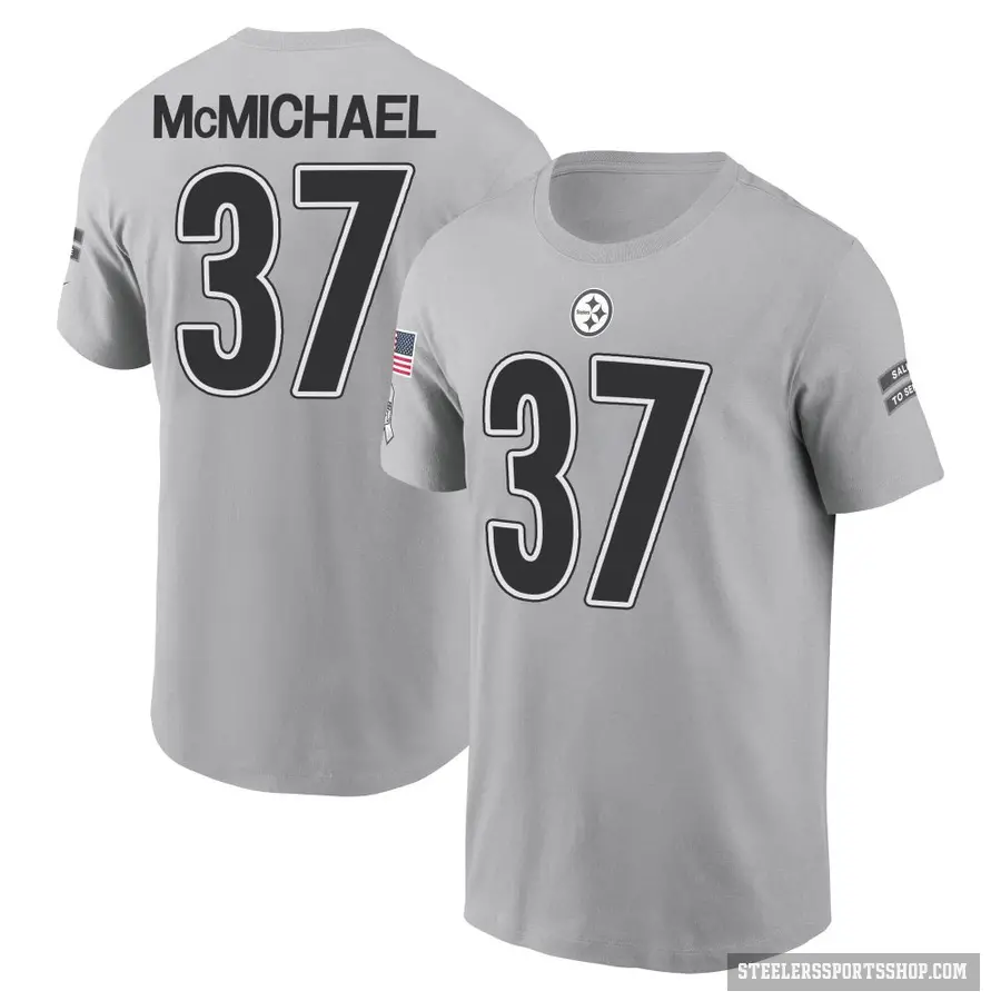 Men's ＃37 Kyler McMichael Pittsburgh Steelers Gray 2024 Salute to Service T-Shirt