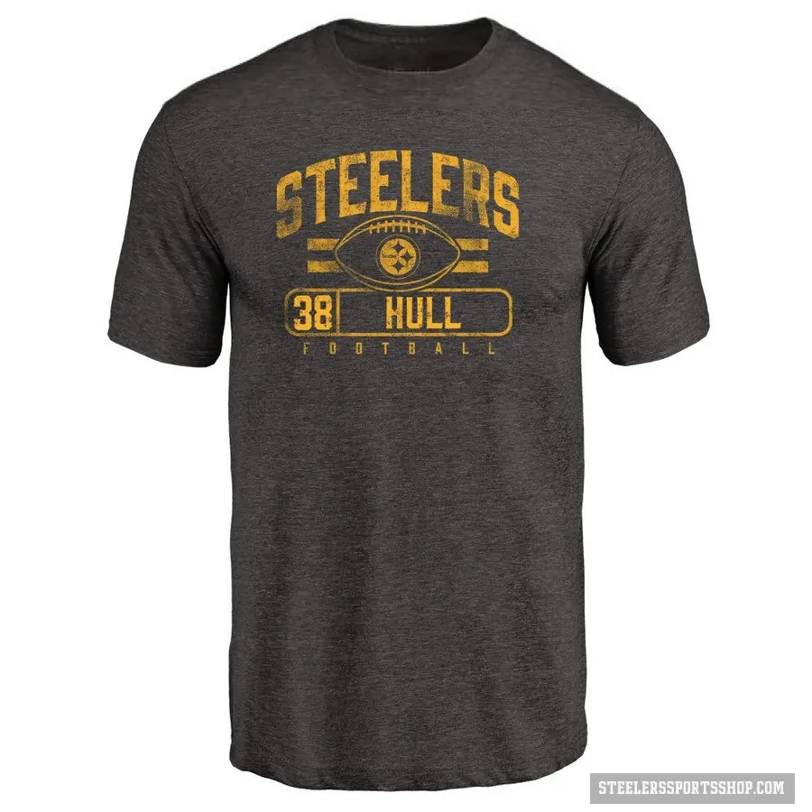 Men's ＃38 Evan Hull Pittsburgh Steelers Black Flanker T-Shirt