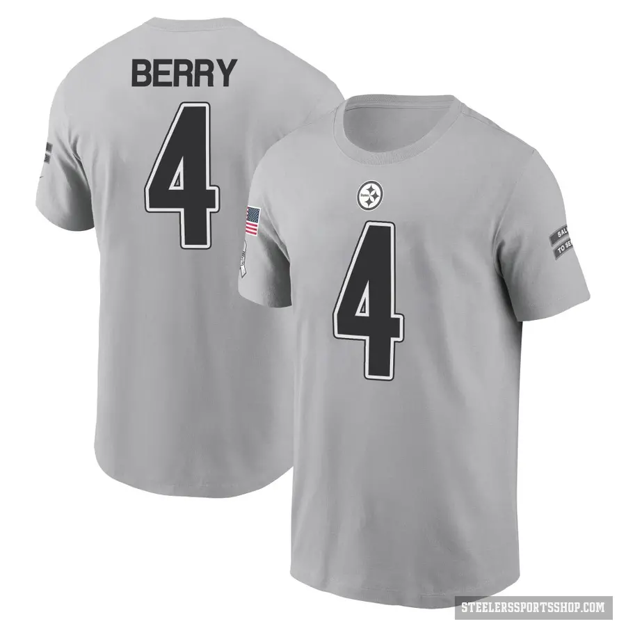 Men's ＃4 Jordan Berry Pittsburgh Steelers Gray 2024 Salute to Service T-Shirt