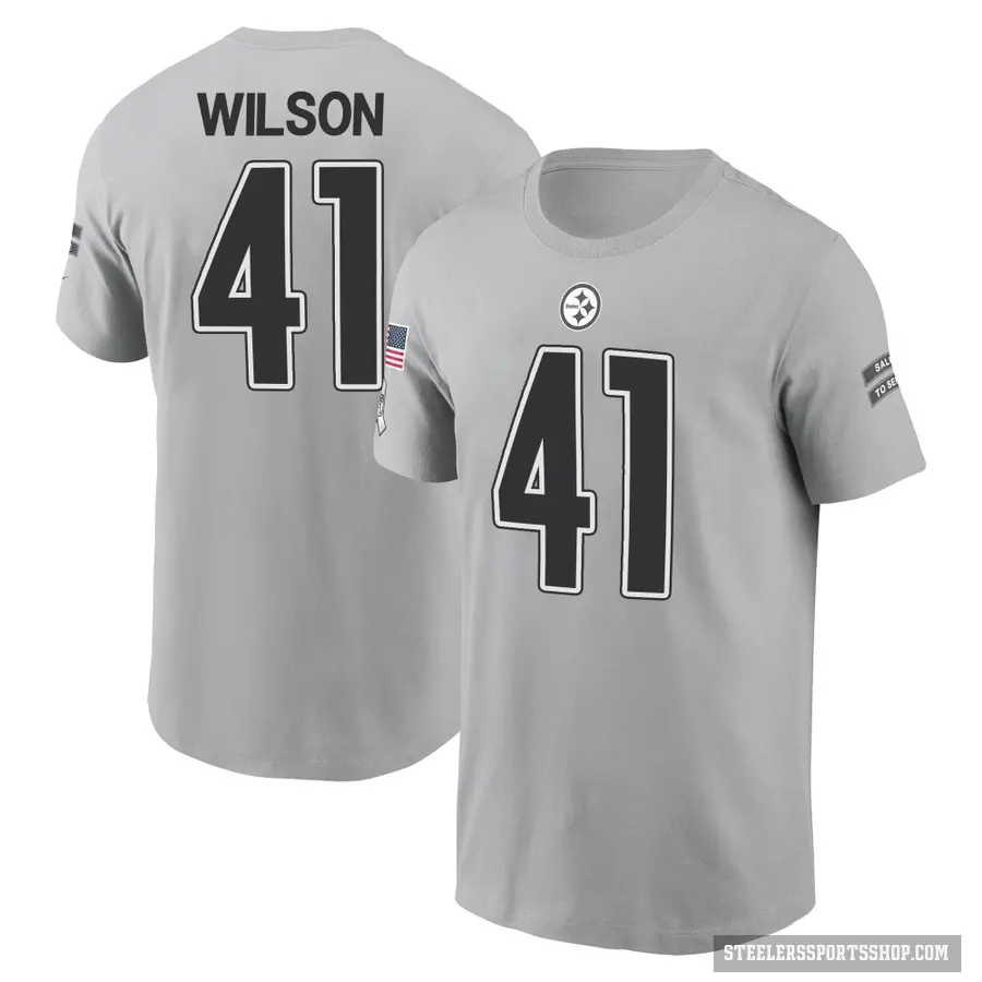 Men's ＃41 Payton Wilson Pittsburgh Steelers Gray 2024 Salute to Service T-Shirt
