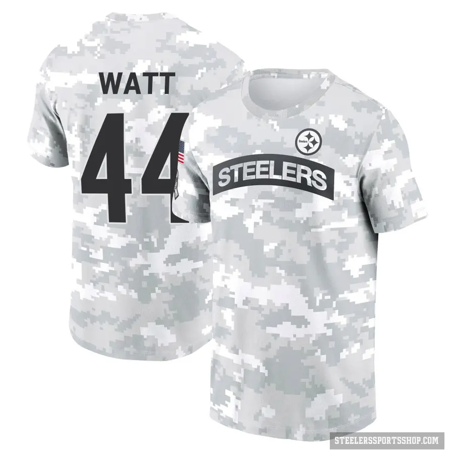 Men's ＃44 Derek Watt Pittsburgh Steelers Camo Arctic 2024 Salute to Service Performance T-Shirt