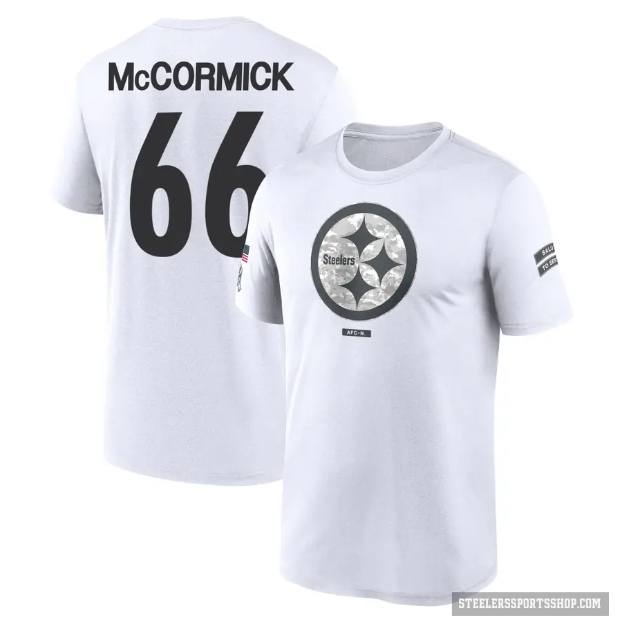 Men's ＃66 Mason McCormick Pittsburgh Steelers White 2024 Salute to Service Performance T-Shirt