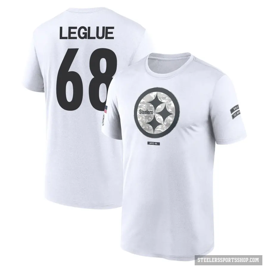 Men's ＃68 John Leglue Pittsburgh Steelers White 2024 Salute to Service Performance T-Shirt