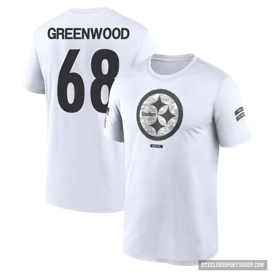 Men's ＃68 L.C. Greenwood Pittsburgh Steelers White 2024 Salute to Service Performance T-Shirt