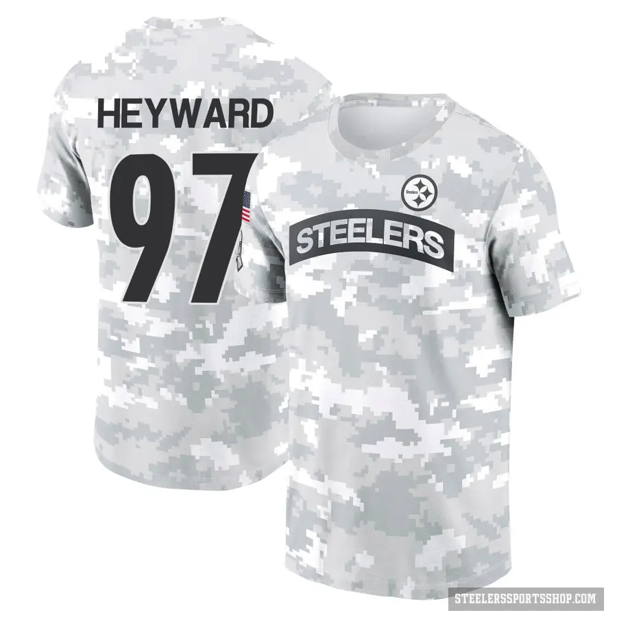 Men's ＃97 Cameron Heyward Pittsburgh Steelers Camo Arctic 2024 Salute to Service Performance T-Shirt
