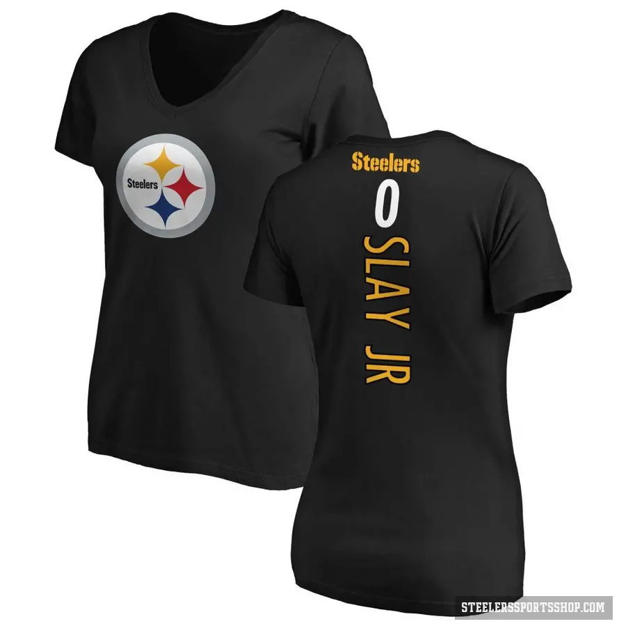 Women's ＃0 Darius Slay Jr. Pittsburgh Steelers Black Backer Slim Fit T-Shirt