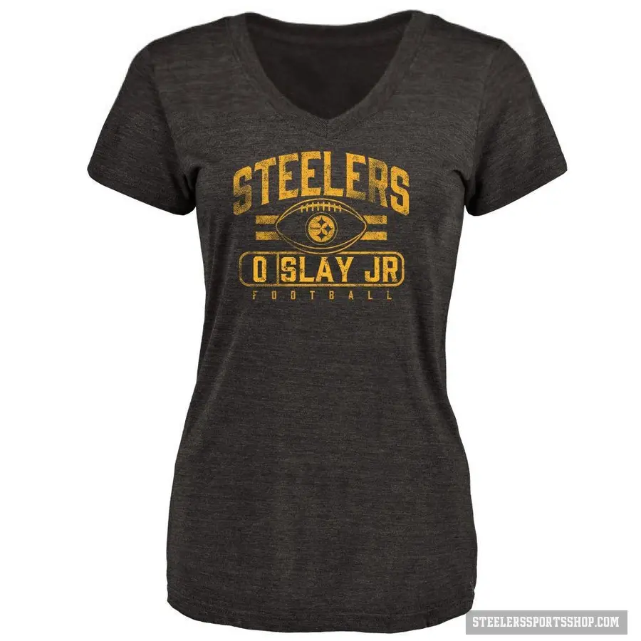 Women's ＃0 Darius Slay Jr. Pittsburgh Steelers Black Flanker T-Shirt