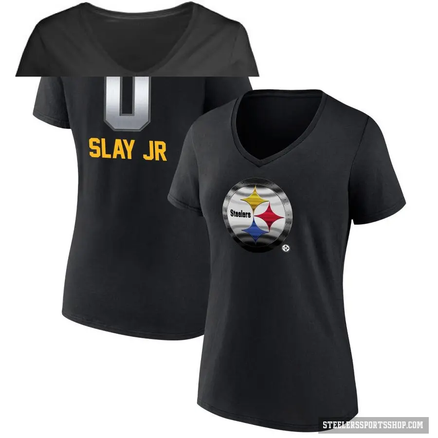 Women's ＃0 Darius Slay Jr. Pittsburgh Steelers Black Midnight Mascot T-Shirt
