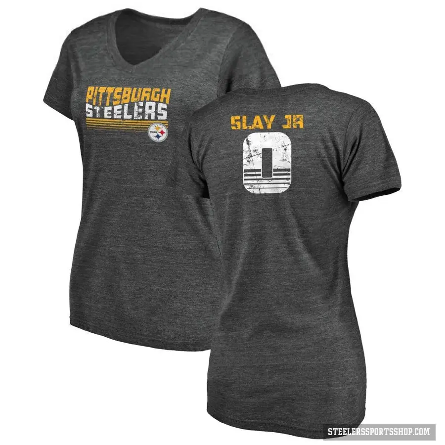 Women's ＃0 Darius Slay Jr. Pittsburgh Steelers Black Retro V-Neck T-Shirt