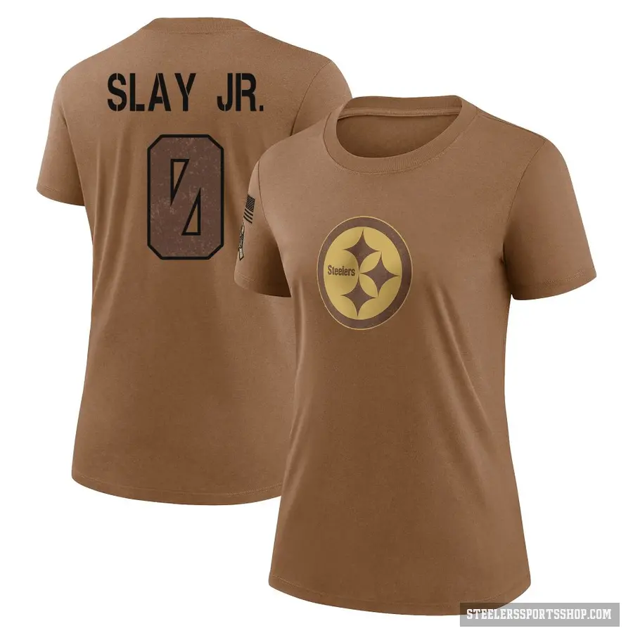 Women's ＃0 Darius Slay Jr. Pittsburgh Steelers Brown 2023 Salute To Service Performance T-Shirt