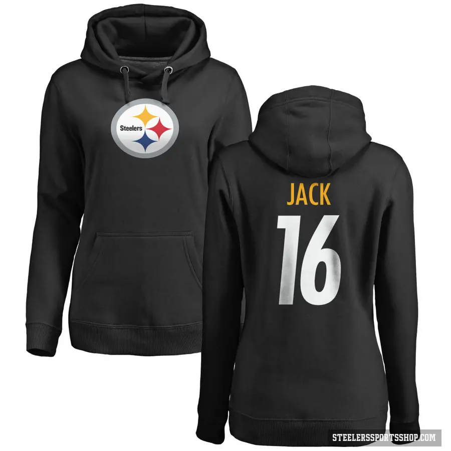 Women's ＃16 Myles Jack Pittsburgh Steelers Black Pro Line Logo Pullover Hoodie