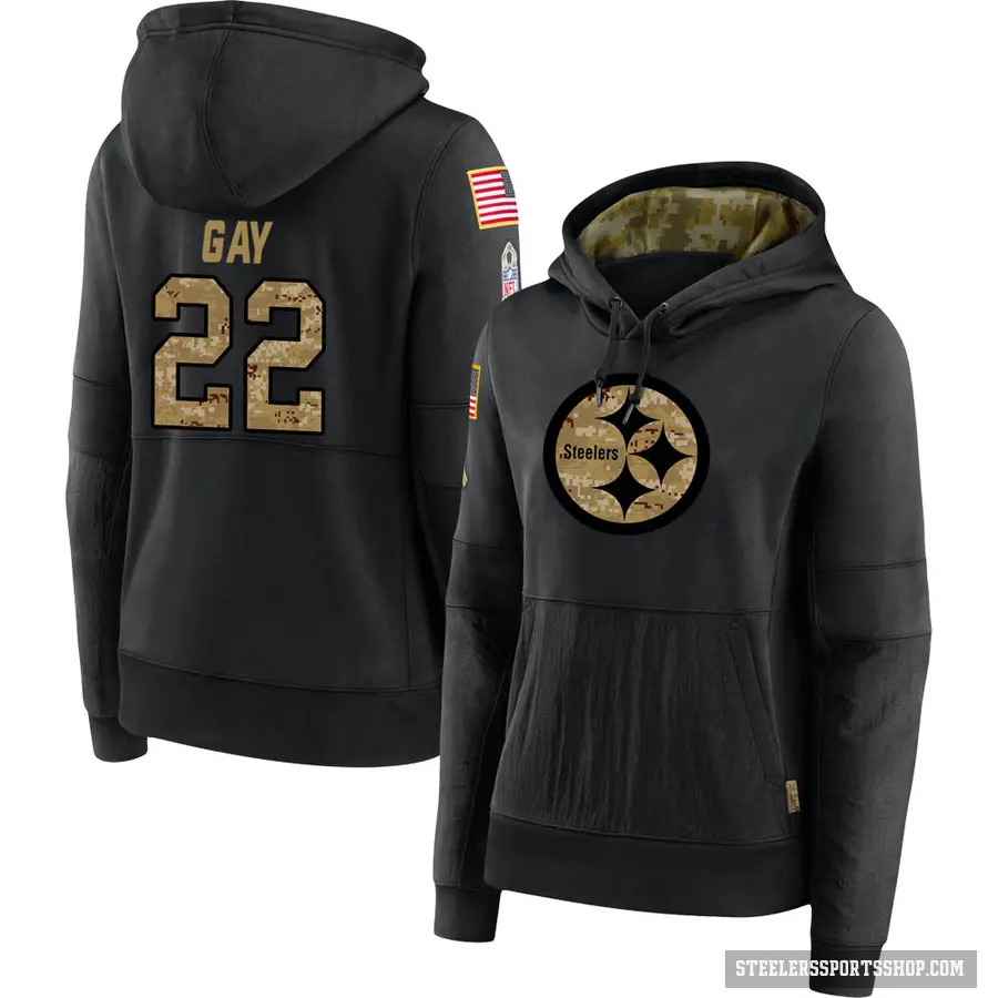 Women's ＃22 William Gay Pittsburgh Steelers Black 2020 Salute to Service Sideline Performance Pullover Hoodie