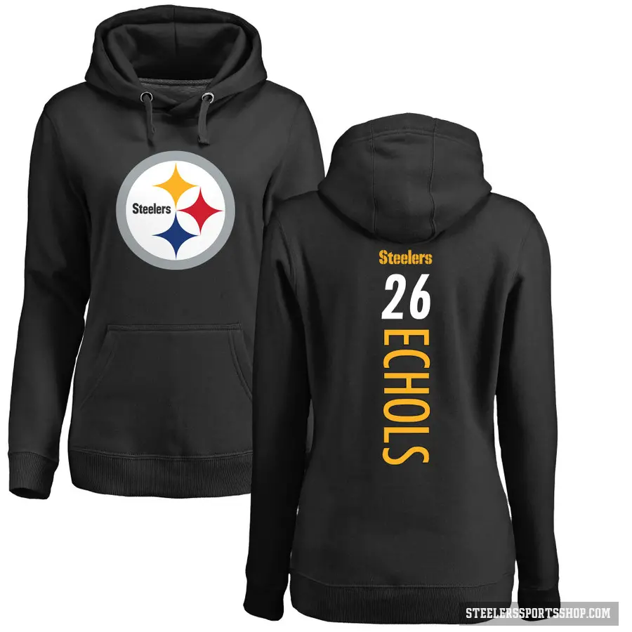 Women's ＃26 Brandin Echols Pittsburgh Steelers Black Pro Line Backer Pullover Hoodie