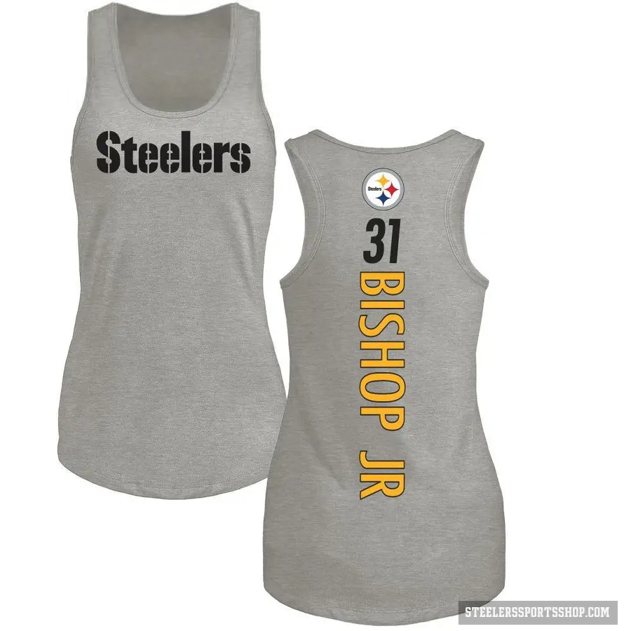 Women's ＃31 Beanie Bishop Jr. Pittsburgh Steelers Ash Backer Tank Top