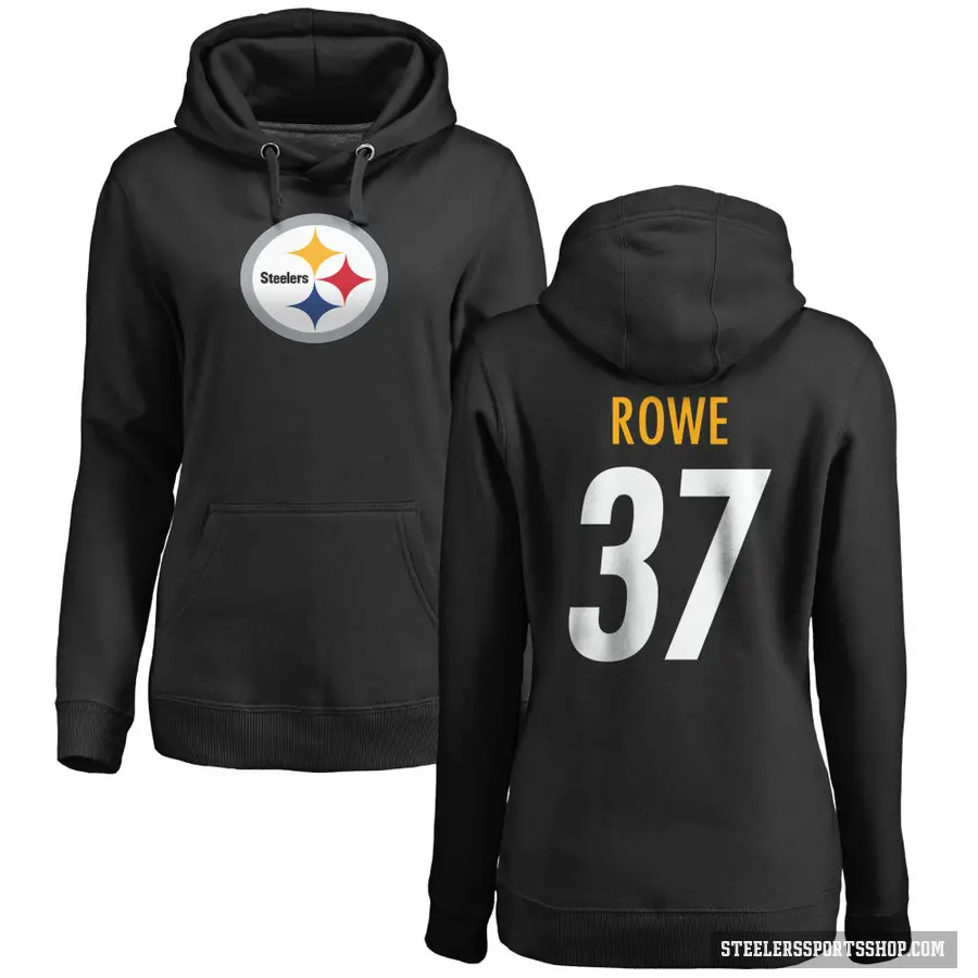 Women's ＃37 Eric Rowe Pittsburgh Steelers Black Pro Line Logo Pullover Hoodie