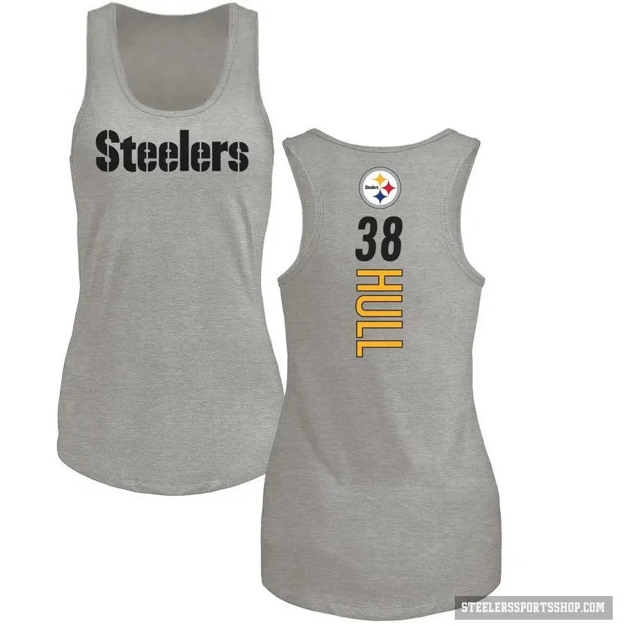 Women's ＃38 Evan Hull Pittsburgh Steelers Ash Backer Tank Top