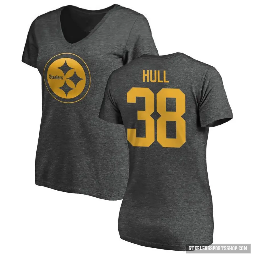 Women's ＃38 Evan Hull Pittsburgh Steelers Ash One Color T-Shirt