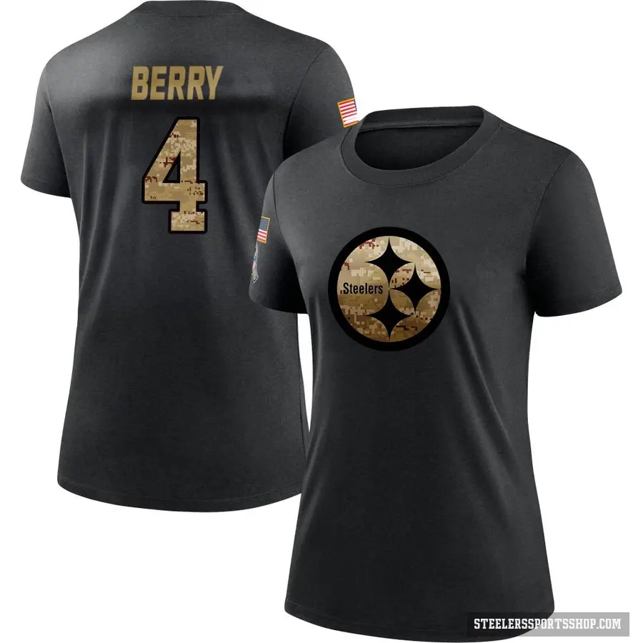 Women's ＃4 Jordan Berry Pittsburgh Steelers Black 2020 Salute To Service Performance T-Shirt