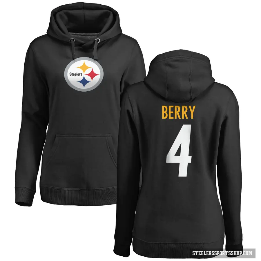 Women's ＃4 Jordan Berry Pittsburgh Steelers Black Pro Line Logo Pullover Hoodie