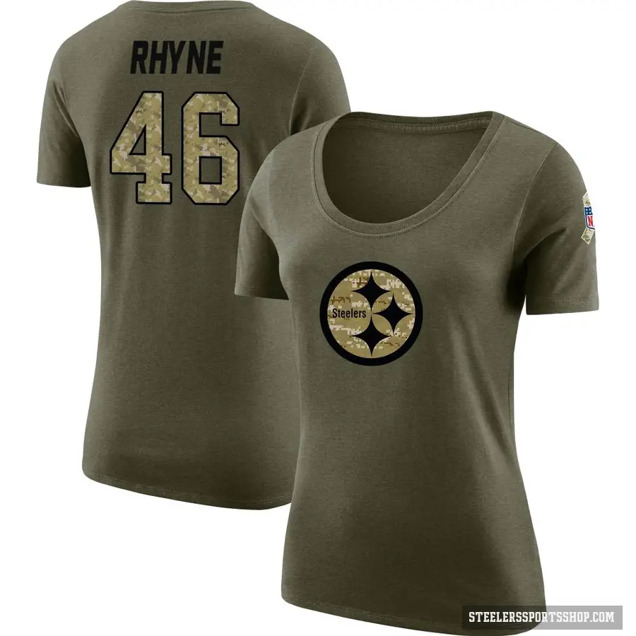 Women's ＃46 Forrest Rhyne Pittsburgh Steelers Olive Salute to Service Scoop Neck T-Shirt
