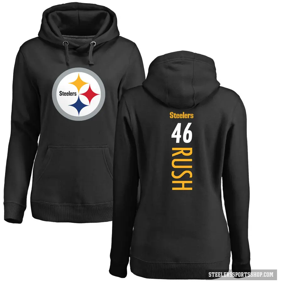 Women's ＃46 Thomas Rush Pittsburgh Steelers Black Pro Line Backer Pullover Hoodie