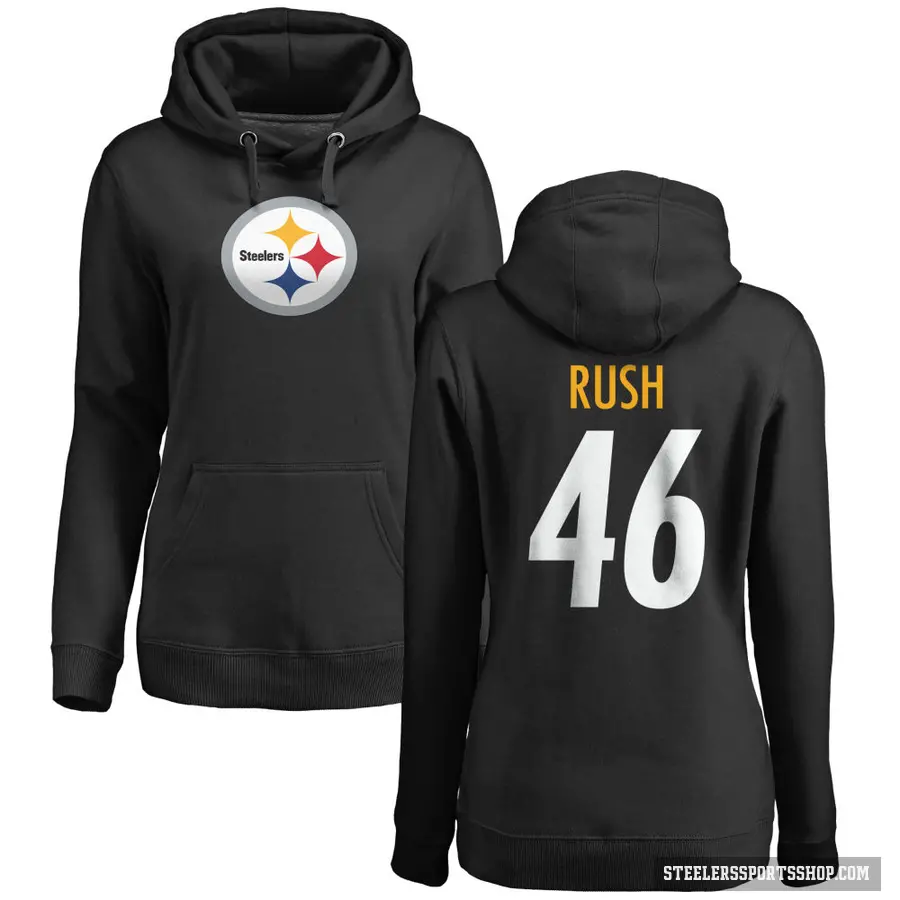 Women's ＃46 Thomas Rush Pittsburgh Steelers Black Pro Line Logo Pullover Hoodie