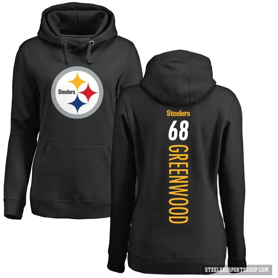 Women's ＃68 L.C. Greenwood Pittsburgh Steelers Black Pro Line Backer Pullover Hoodie