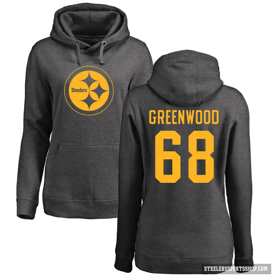Women's ＃68 L.C. Greenwood Pittsburgh Steelers Pro Line by Branded Ash One Color Pullover Hoodie