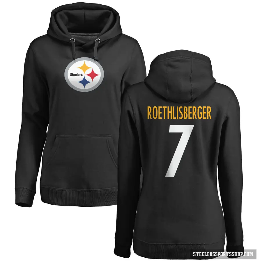 Women's ＃7 Ben Roethlisberger Pittsburgh Steelers Black Pro Line Logo Pullover Hoodie