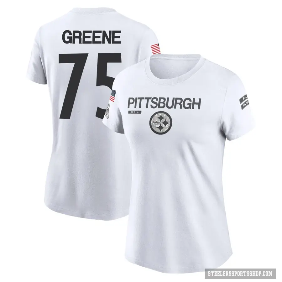 Women's ＃75 Joe Greene Pittsburgh Steelers White 2024 Salute to Service Performance T-Shirt
