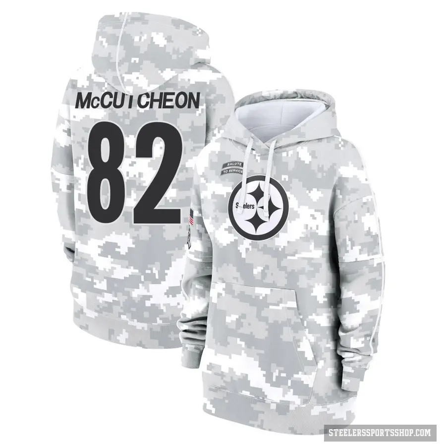 Women's ＃82 Lance McCutcheon Pittsburgh Steelers Arctic Camo 2024 Salute to Service Club Fleece Pullover Hoodie