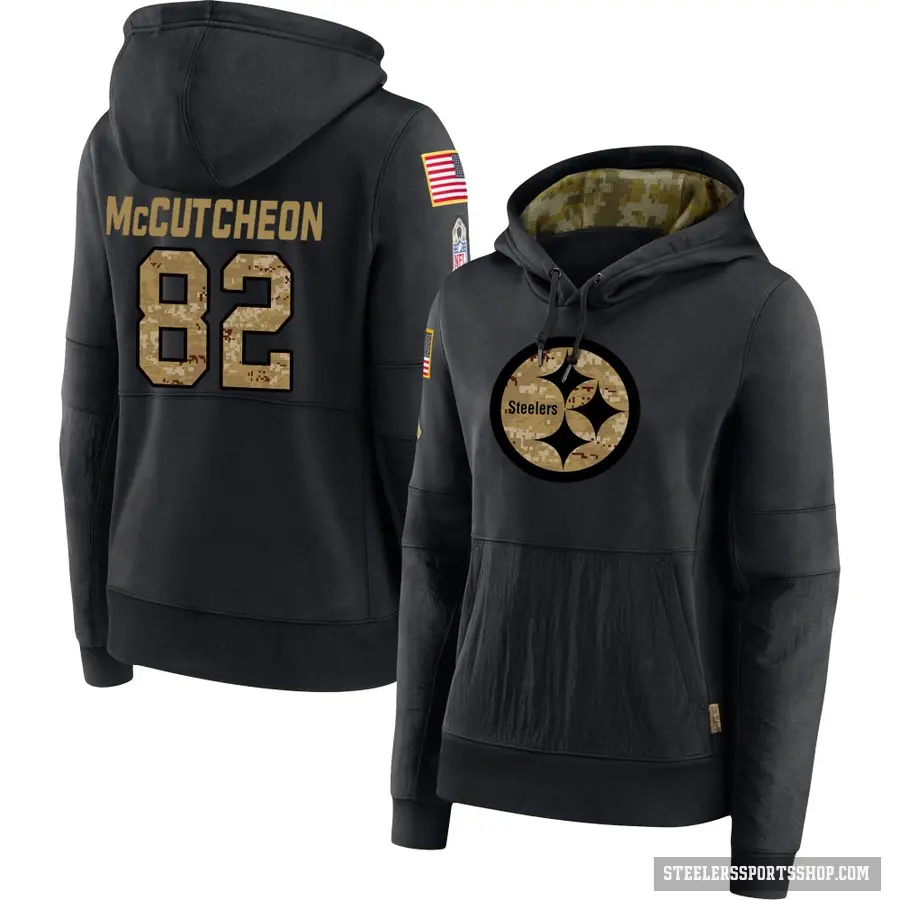 Women's ＃82 Lance McCutcheon Pittsburgh Steelers Black 2020 Salute to Service Sideline Performance Pullover Hoodie