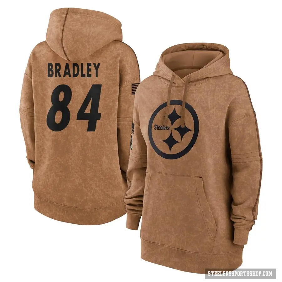 Women's ＃84 Ja'Marcus Bradley Pittsburgh Steelers Brown 2023 Salute To Service Pullover Hoodie