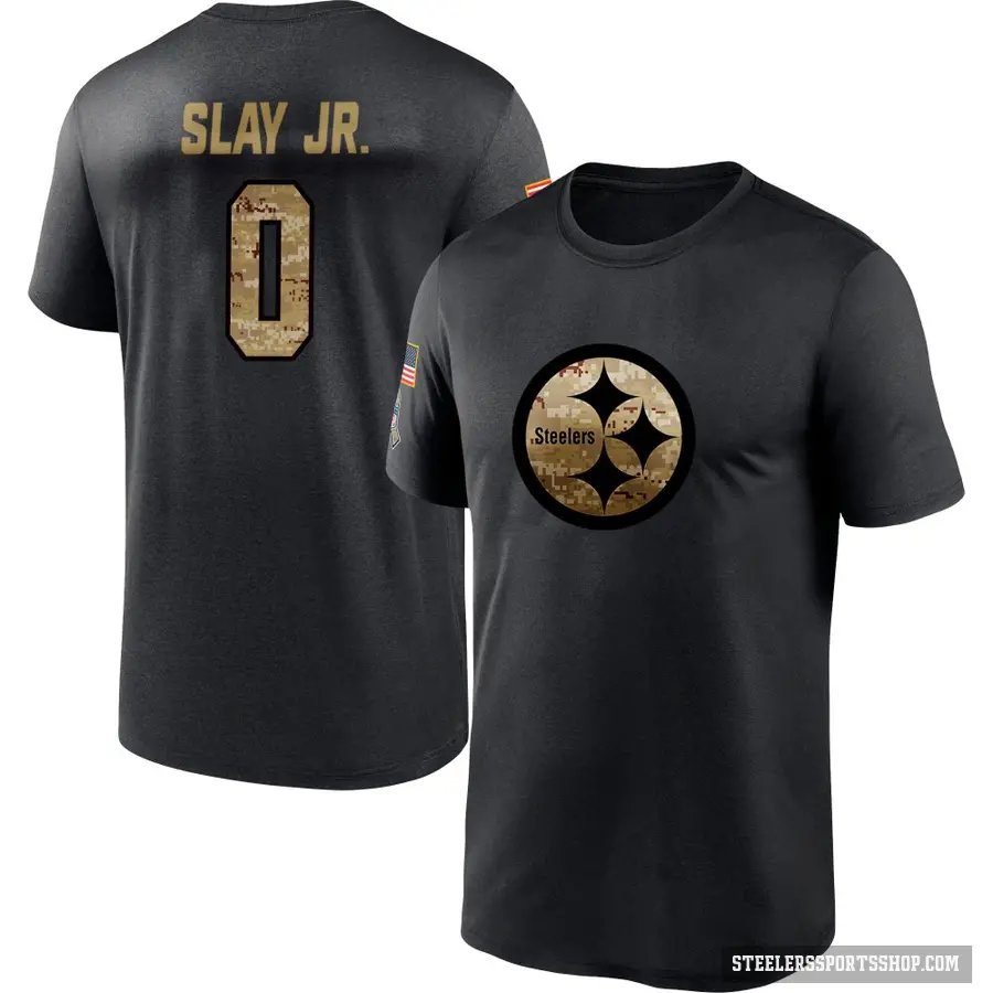 Youth ＃0 Darius Slay Jr. Pittsburgh Steelers Black 2020 Salute To Service Performance T-Shirt