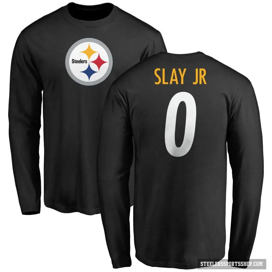 Youth ＃0 Darius Slay Jr. Pittsburgh Steelers Black Logo Long Sleeve T-Shirt