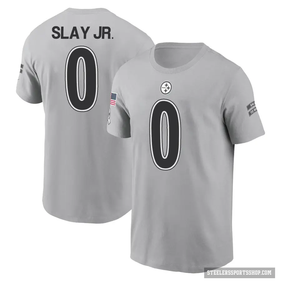 Youth ＃0 Darius Slay Jr. Pittsburgh Steelers Gray 2024 Salute to Service T-Shirt