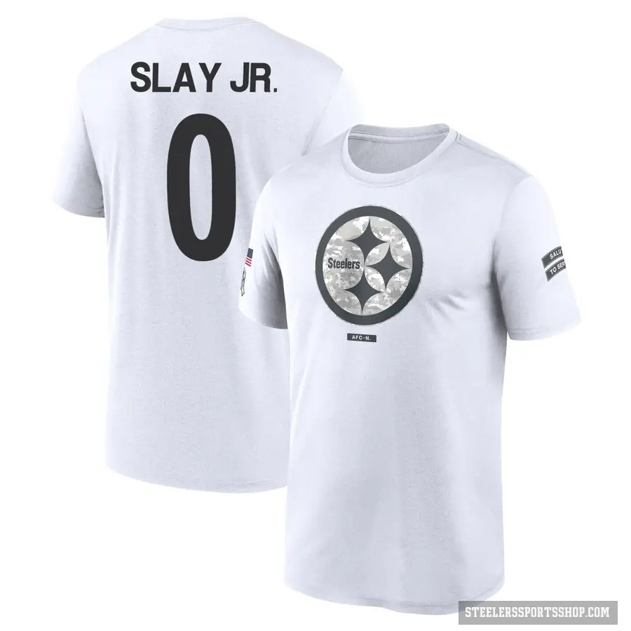 Youth ＃0 Darius Slay Jr. Pittsburgh Steelers White 2024 Salute to Service Performance T-Shirt