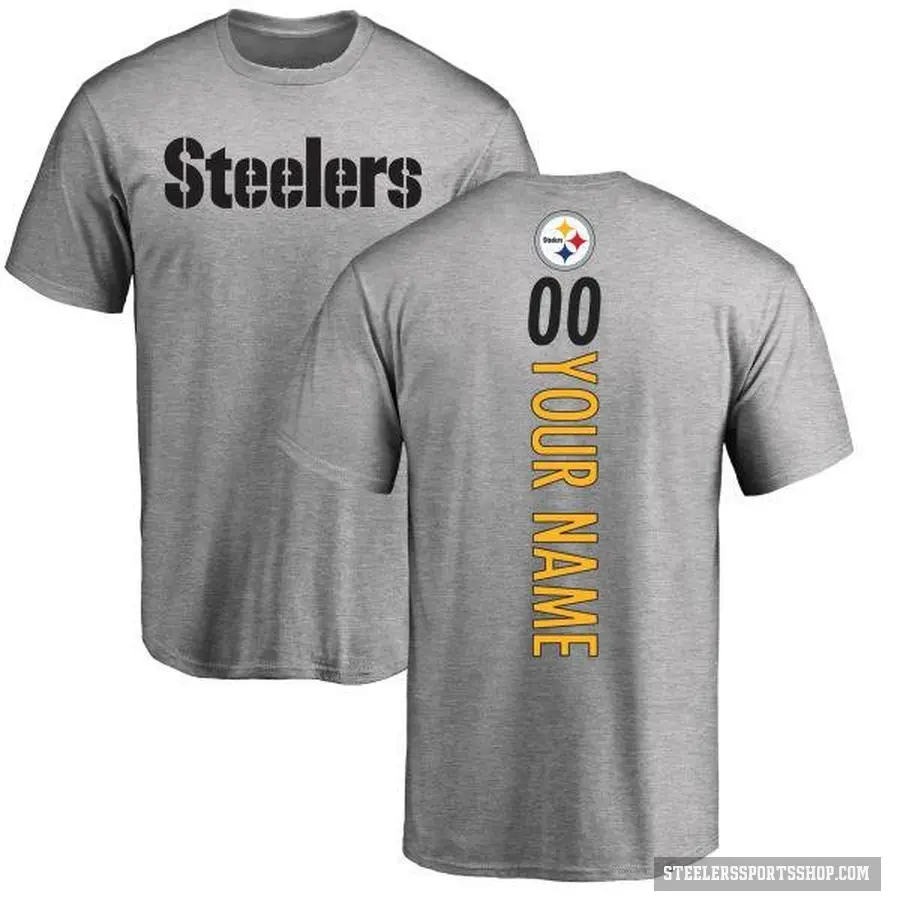 Youth ＃00 Custom Pittsburgh Steelers Ash Backer T-Shirt