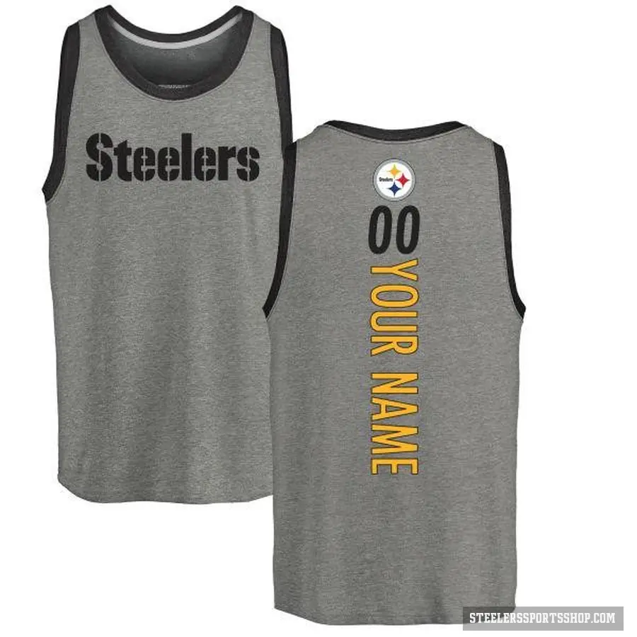 Youth ＃00 Custom Pittsburgh Steelers Ash Backer Tank Top
