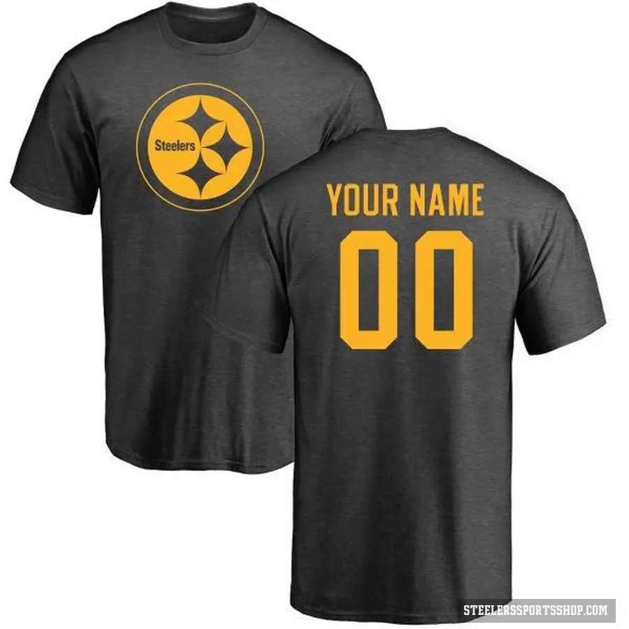 Youth ＃00 Custom Pittsburgh Steelers Ash One Color T-Shirt