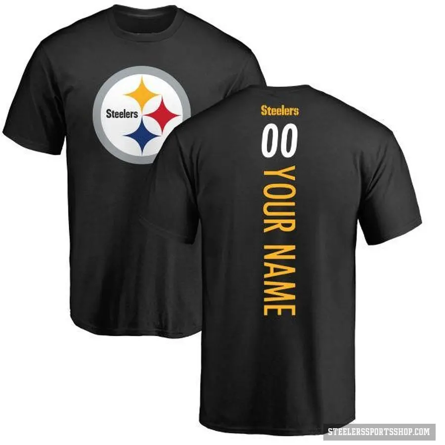 Youth ＃00 Custom Pittsburgh Steelers Black Backer T-Shirt