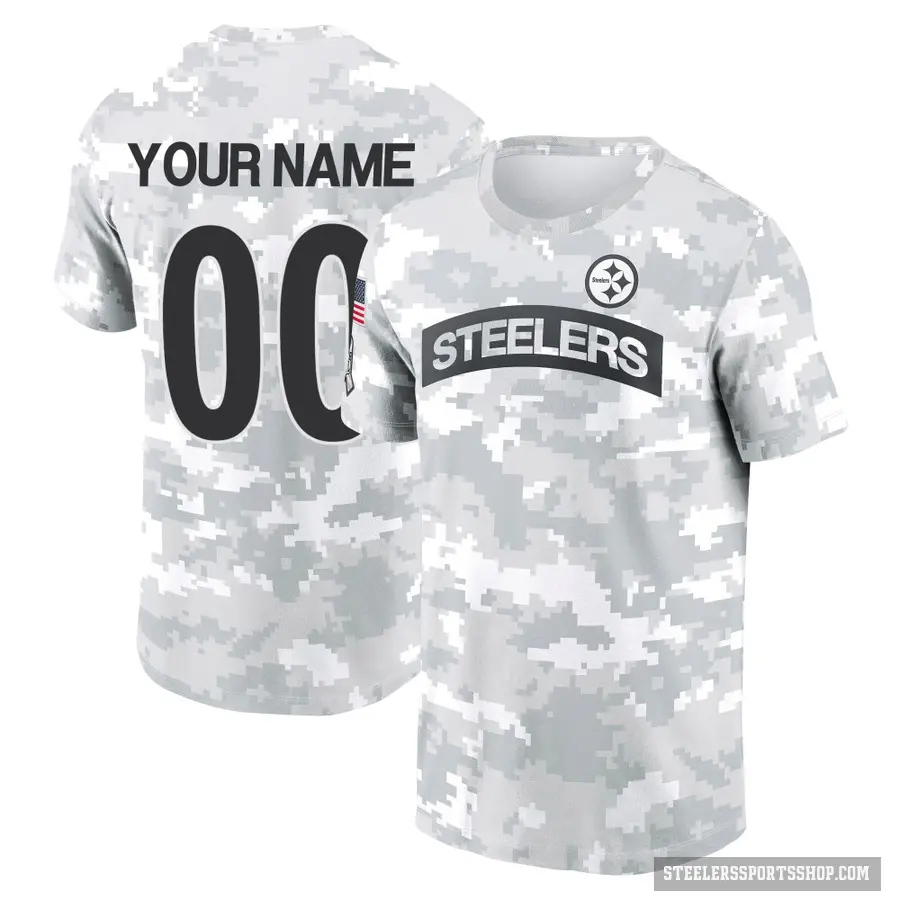 Youth ＃00 Custom Pittsburgh Steelers Camo Arctic 2024 Salute to Service Performance T-Shirt