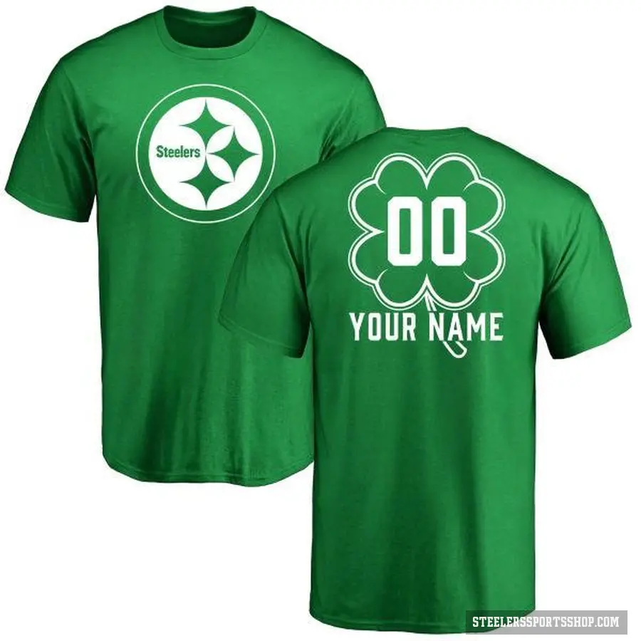 Youth ＃00 Custom Pittsburgh Steelers Green St. Patrick's Day T-Shirt